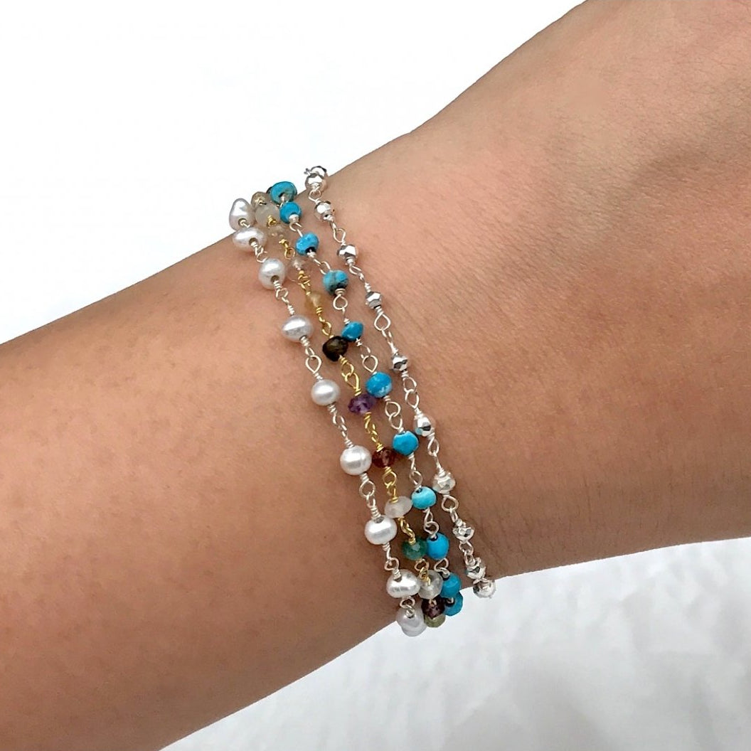 Aquamarine Austrian Crystal Child Rosary Bracelet (March) - Shop Rosaries