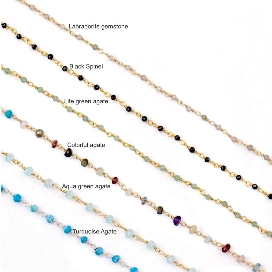 Faceted Stone Dangle Rosary Necklace – Jane Diaz NY